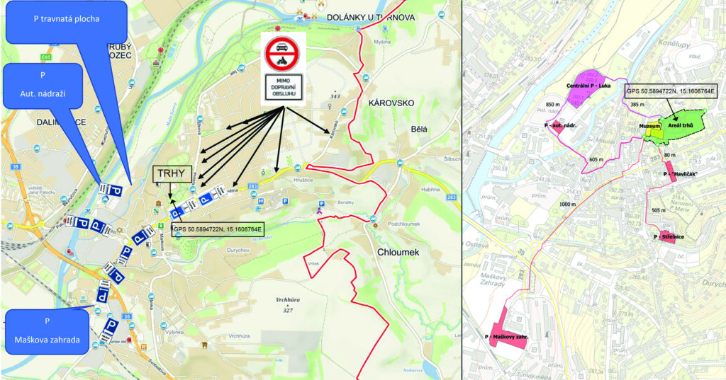 Mapa – parkování trhy 2026